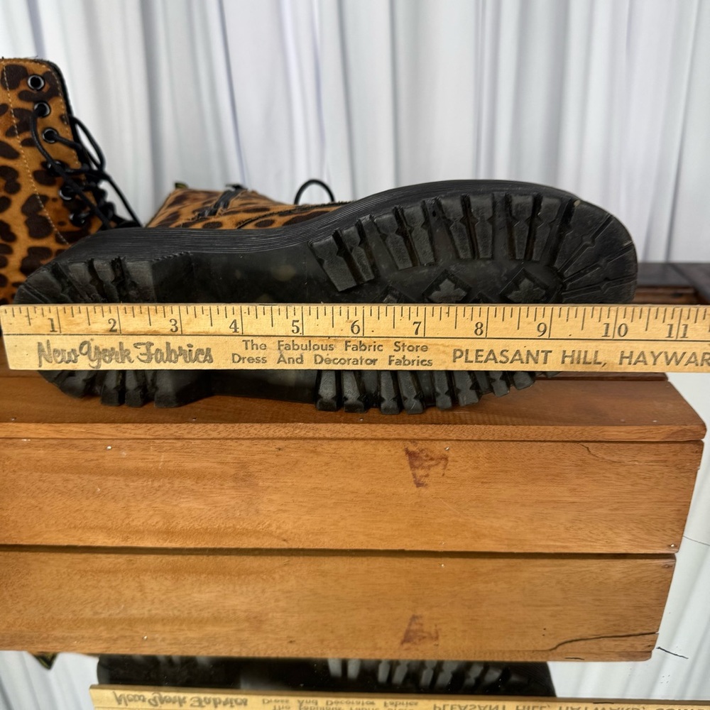 Leopard Print Platform Combat Boots - Brown - Picture 10 of 10